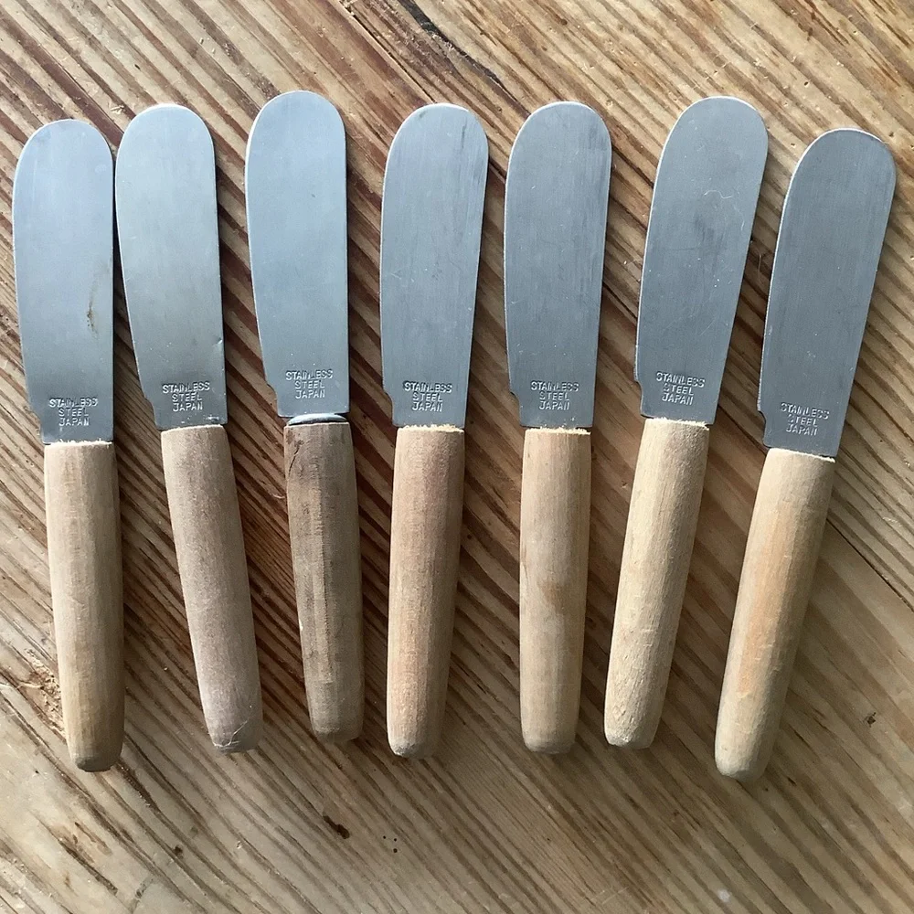 Vintage 7 Japan Wood Handle Hors D’Oeuvres Butter Spreaders